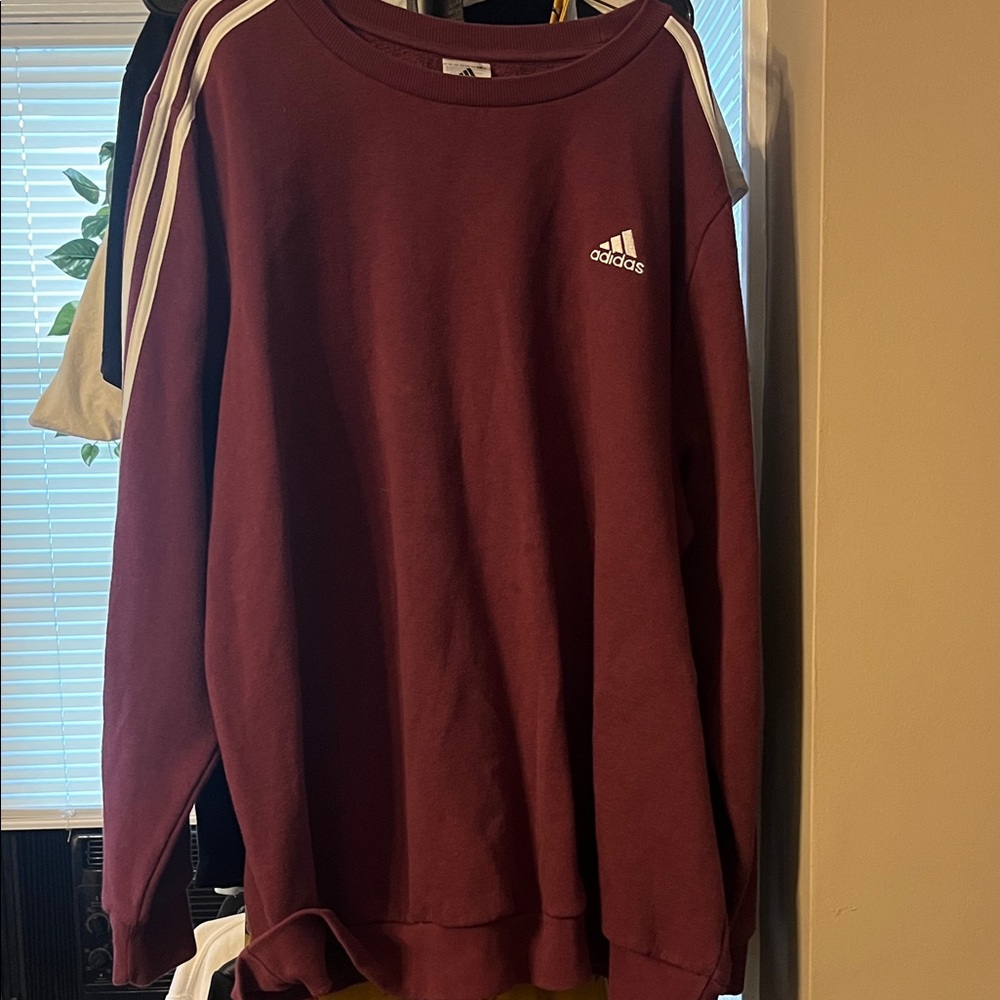 Adidas Men's Maroon Crewneck Sweater